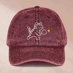 Embroidered Vintage Cat Pickleball Hat Vintage Retro Adjustable Baseball Hat, Low Profile, Pickleball Gear and Gifts, Pickleball Lovers
