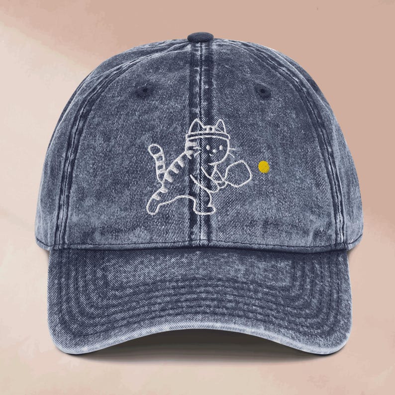 Embroidered Vintage Cat Pickleball Hat Vintage Retro Adjustable Baseball Hat, Low Profile, Pickleball Gear and Gifts, Pickleball Lovers