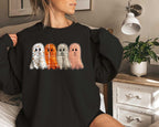 Faux Embroidery Ghost Sweatshirt, Patchwork Ghost Halloween Shirt, Fall Ghost Quilt Tee,Spooky Season Shirt, Cute Halloween TShirt Cozy Tee