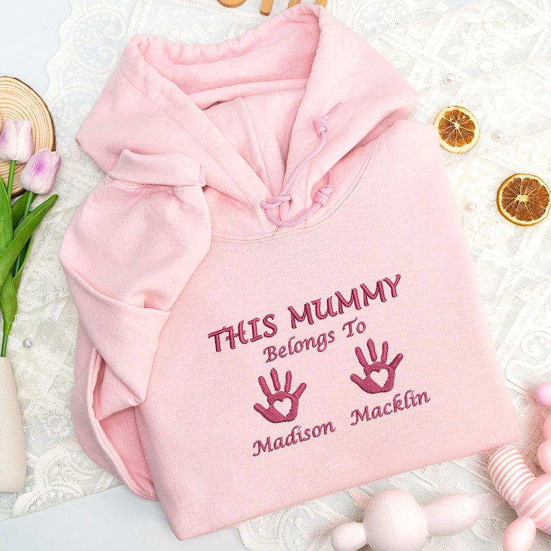 This Mummy Belongs Embroidery Sweatshirt, Custom Mama Embroidered Hoodie, Mummy Gift, Mothers Day Hoodie, Mum Birthday Gift