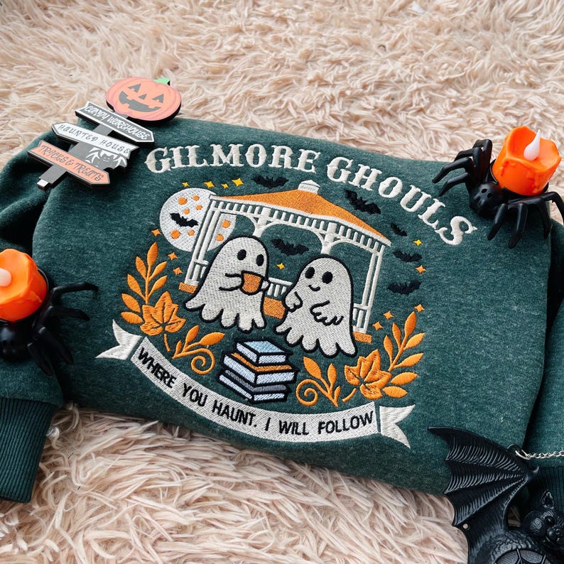 Gilmore Ghouls Embroidered Sweatshirt, Halloween Fall Vibes Crewneck, Halloween Autumn Festival Shirt, Spooky Gilmore Girls Fan Sweater