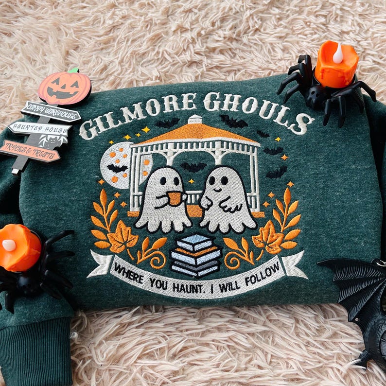 Gilmore Ghouls Embroidered Sweatshirt, Halloween Fall Vibes Crewneck, Halloween Autumn Festival Shirt, Spooky Gilmore Girls Fan Sweater