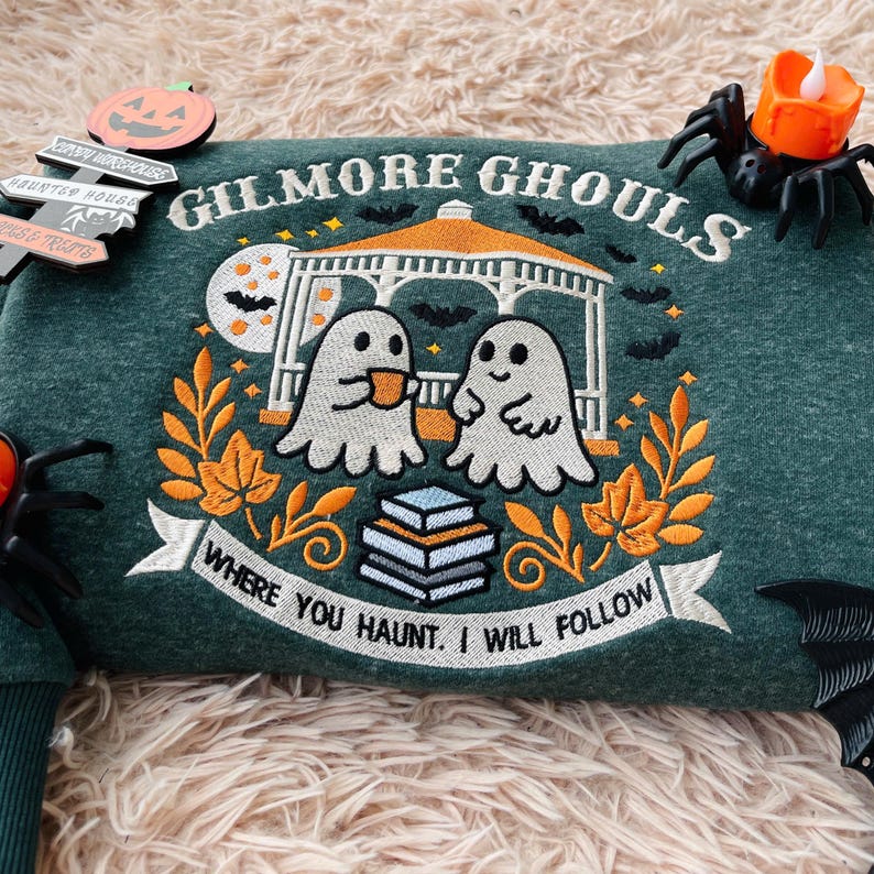 Gilmore Ghouls Embroidered Sweatshirt, Halloween Fall Vibes Crewneck, Halloween Autumn Festival Shirt, Spooky Gilmore Girls Fan Sweater