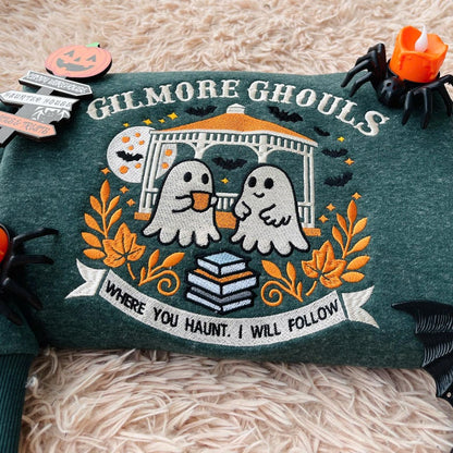 Gilmore Ghouls Embroidered Sweatshirt, Halloween Fall Vibes Crewneck, Halloween Autumn Festival Shirt, Spooky Gilmore Girls Fan Sweater