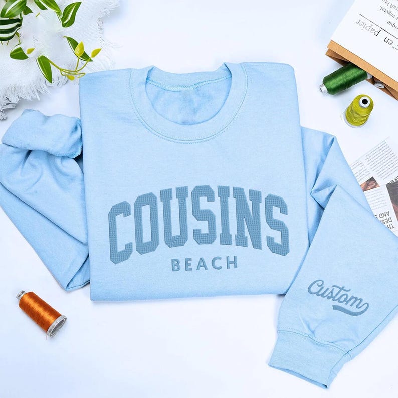Cousins Beach Sweatshirt Custom Embroidered Crewneck, Summer Beach Trip Sweater, Cozy Coastal Vacation Outfit, Personalized Gift for Friends, Family & Cousins
