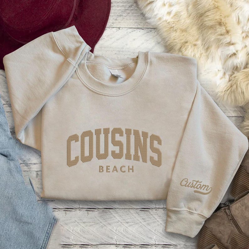 Cousins Beach Sweatshirt Custom Embroidered Crewneck, Summer Beach Trip Sweater, Cozy Coastal Vacation Outfit, Personalized Gift for Friends, Family & Cousins