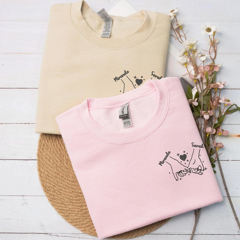 Custom Embroidered Pinky Promise Matching Sweatshirt for Couples or Besties | Best Friend Sweatshirt | Couple Hoodie | Birthday Gift