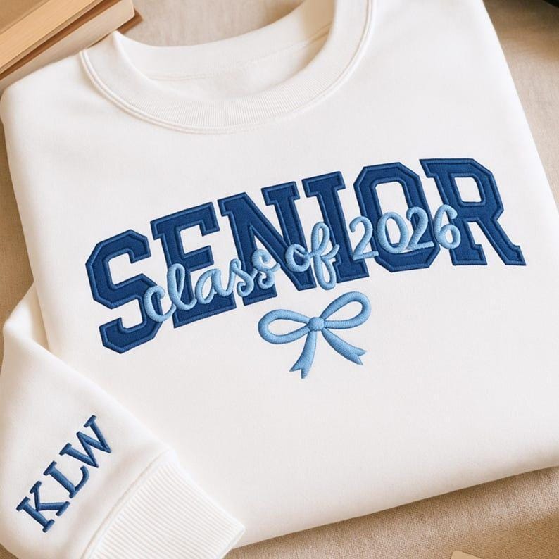 Custom Senior Embroidered Sweatshirt Class of 2026 with Name, Custom Graduation Gift for Her, Senior Girl Shirt