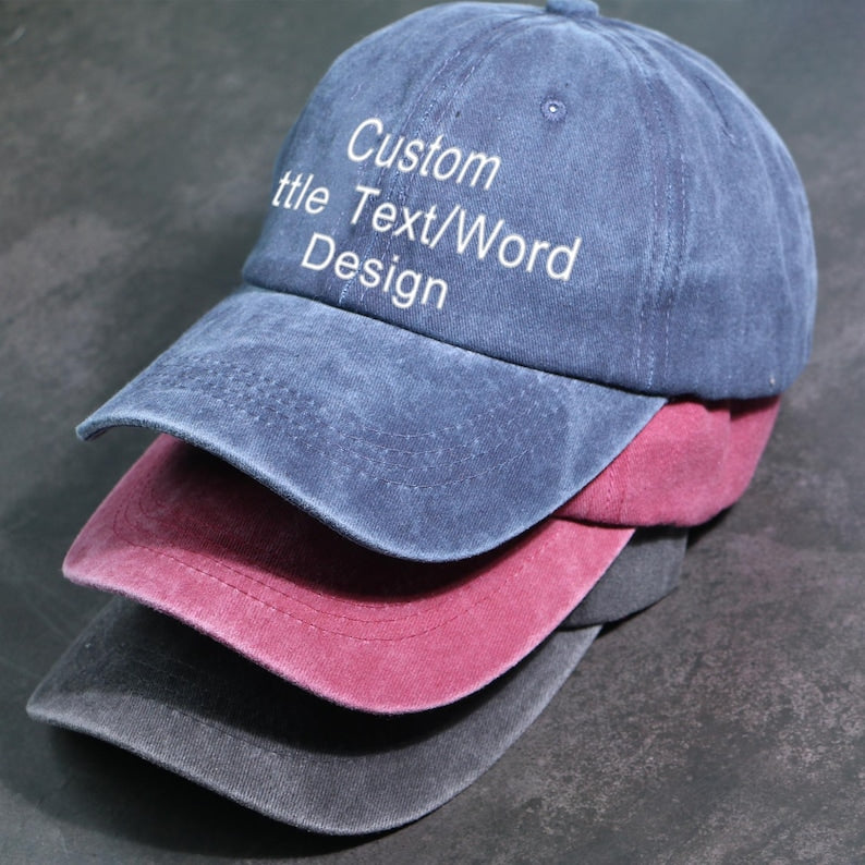 Custom Embroidered Baseball Cap Personalized Text or Word Adjustable Dad Hat, Unique Gift for Men and Women, Minimalist Vintage Style Unisex Cap, Customizable Everyday Fashion Accessory