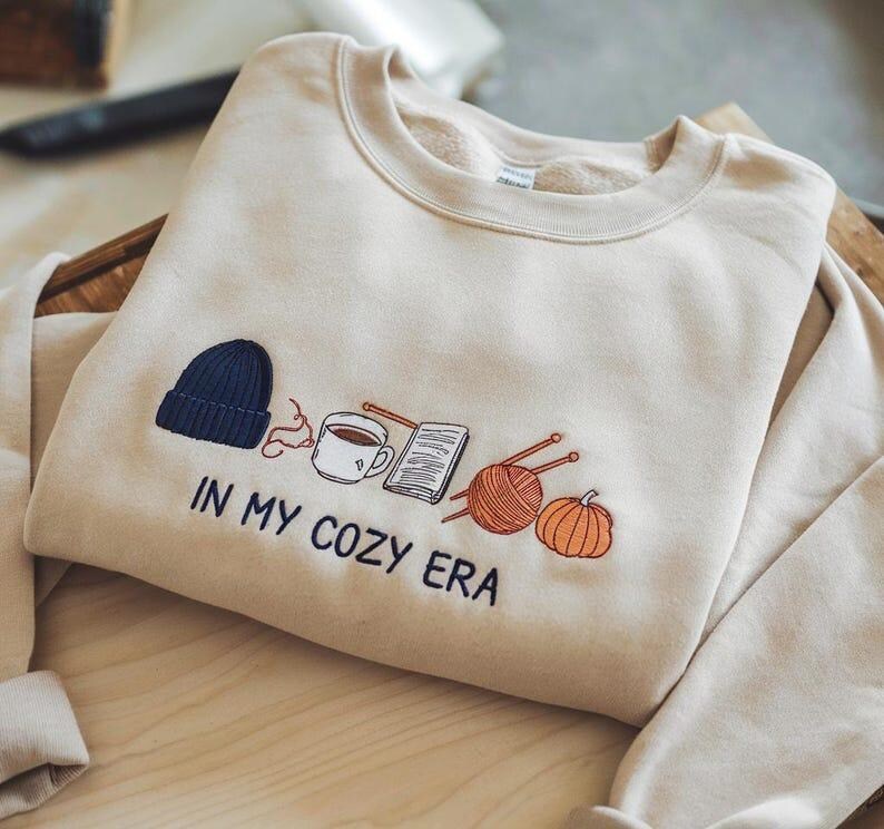 In My Cozy Era Embroidered Sweatshirt, Cozy Season Sweatshirt, Autumn Sweatshirts, Sweatshirts for Her, Fall Sweatshirt, Cozy Autumn Shirt