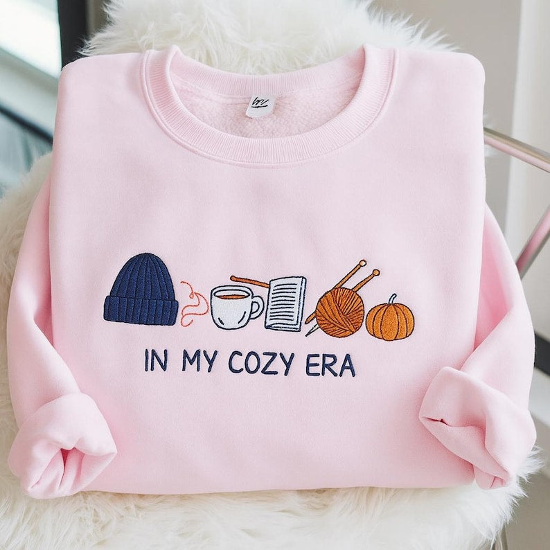 In My Cozy Era Embroidered Sweatshirt, Cozy Season Sweatshirt, Autumn Sweatshirts, Sweatshirts for Her, Fall Sweatshirt, Cozy Autumn Shirt