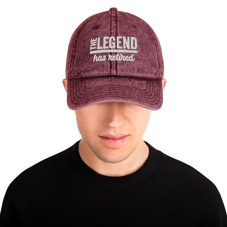 The Legend Has Retired Funny Retirement Gifts for Men and Women Embroidery Vintage Twill Cap, Gift for Dad, Gifts for Him hat