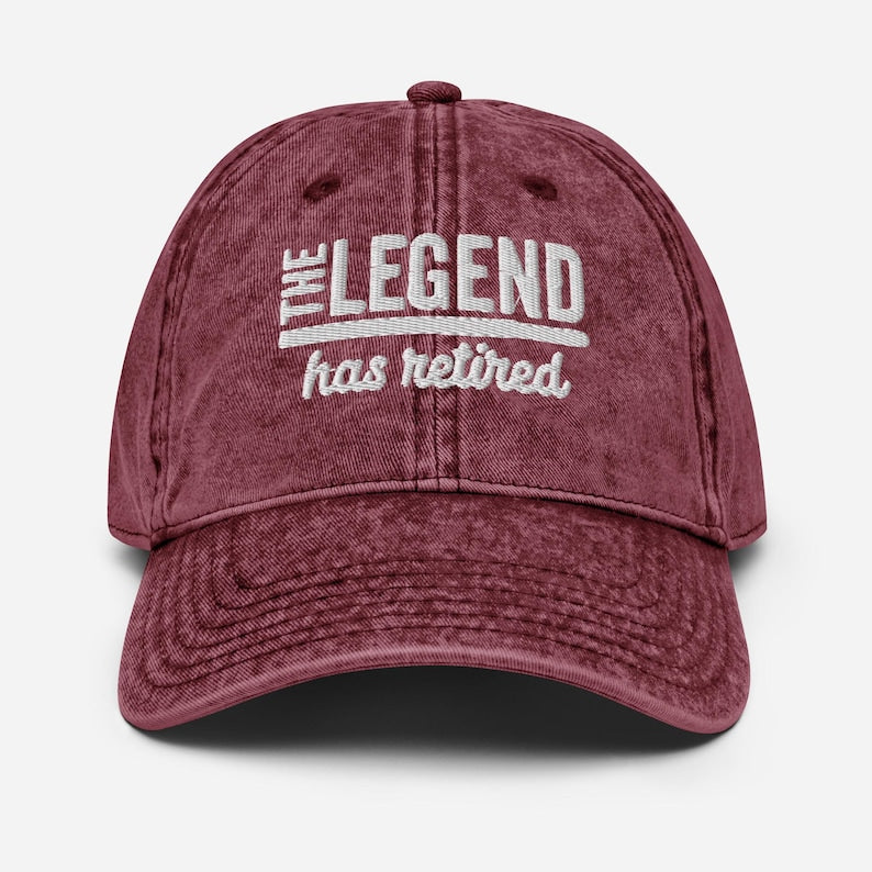 The Legend Has Retired Funny Retirement Gifts for Men and Women Embroidery Vintage Twill Cap, Gift for Dad, Gifts for Him hat