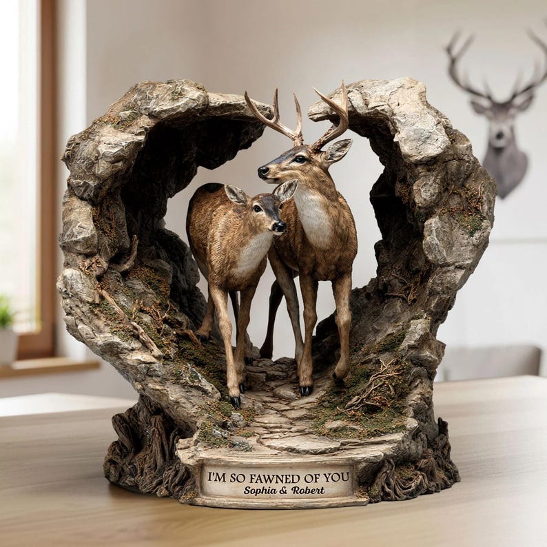 Personalized Deer Couple Shaped Acrylic Plaque, Custom Romantic Deer Plaque, Rustic Love Sign, Anniversary Gift For Couples il_794xN.7140003982_g7i9.jpg