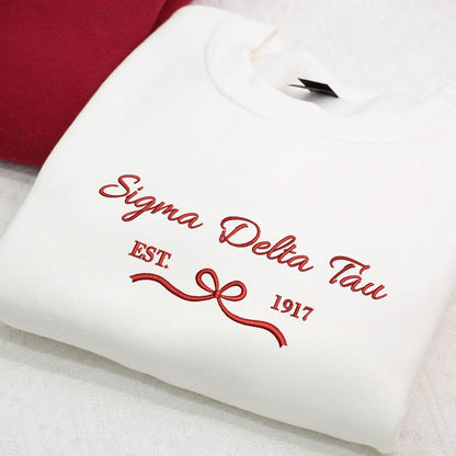 Custom Embroidered Sorority Sweatshirt - Girl's Trip 2026 Sweatshirt - Coquette Sorority Crewneck Besties Gifts For Her - Friendship Gifts