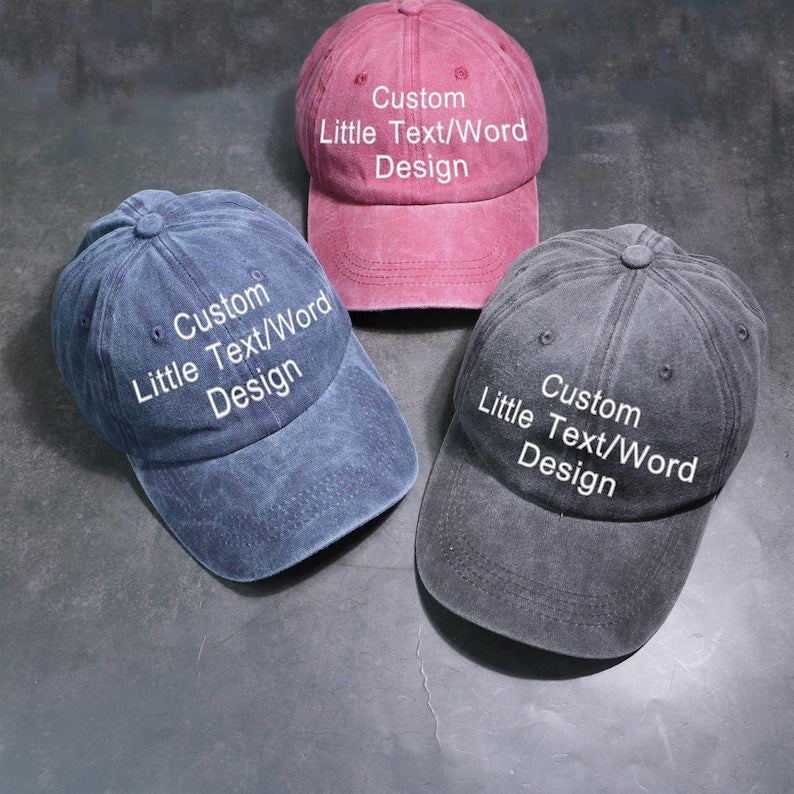 Custom Embroidered Baseball Cap Personalized Text or Word Adjustable Dad Hat, Unique Gift for Men and Women, Minimalist Vintage Style Unisex Cap, Customizable Everyday Fashion Accessory