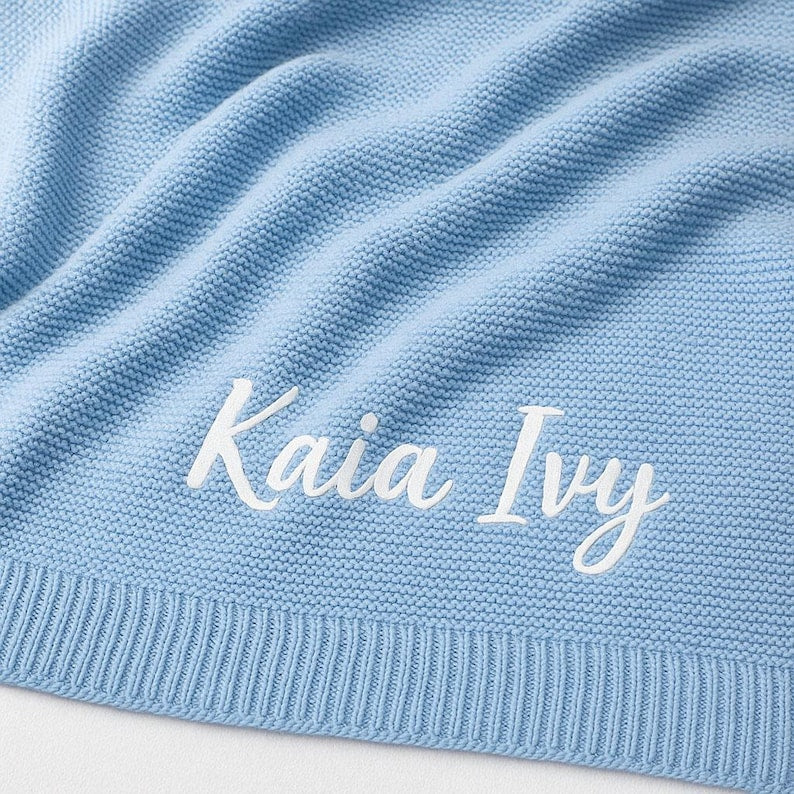 Personalized Baby Knit Blanket, Embroidered Baby Name Blanket, Newborn Cotton Blanket, Unique Baby Shower Gift, Newborn Blanket, Baby Shower Gift