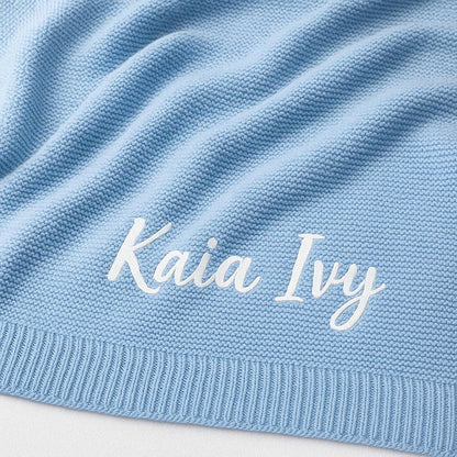 Personalized Baby Knit Blanket, Embroidered Baby Name Blanket, Newborn Cotton Blanket, Unique Baby Shower Gift, Newborn Blanket, Baby Shower Gift