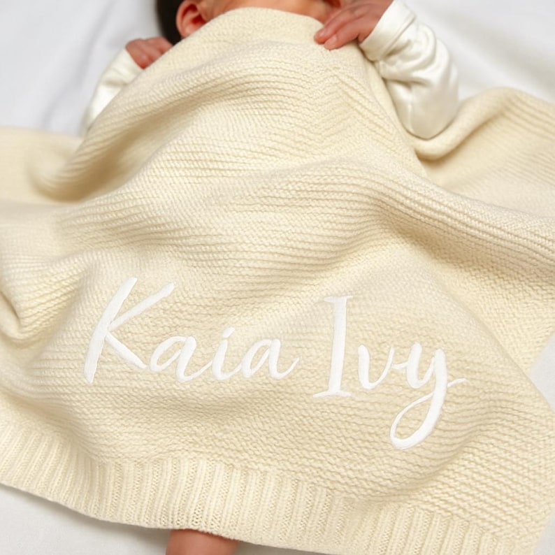 Personalized Baby Knit Blanket, Embroidered Baby Name Blanket, Newborn Cotton Blanket, Unique Baby Shower Gift, Newborn Blanket, Baby Shower Gift
