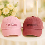 Custom Roman Numeral Embroidered Hat, Couples Matching Hat, Personalized Wedding Date Hat, Anniversary Gift for Him Her, Couple Hat