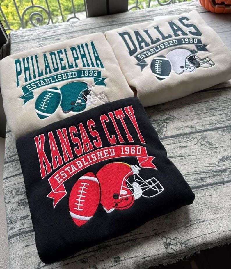 Custom Embroidered Football Sweatshirt | Retro Sports Team Crewneck | Fan Gift