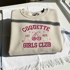 Coquette Girls Club Retro Sweatshirt Vintage Inspired Cozy Crewneck with Cherries and Stars, Cute Aesthetic Top for Women and Girls