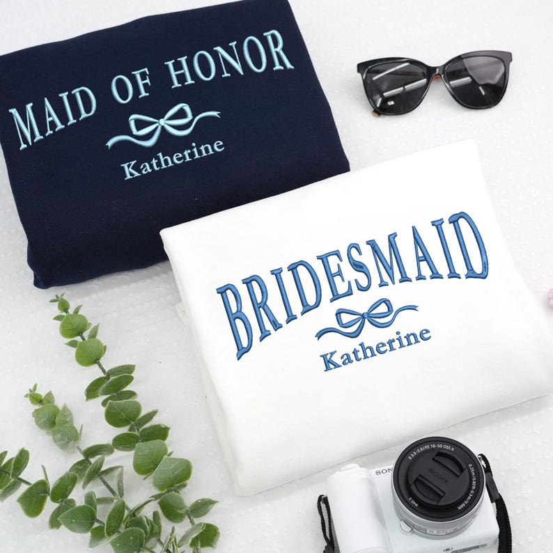 Embroidered Maid Of Honor Sweatshirt - Custom Bridesmaids Hoodie - Just Married Hoodie - Bachelorette Party Gift - Matron Of Honor Crewneck