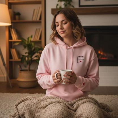 Personalized Embroidered Hoodie with Initials, Special Date & Heart | Custom Couple Sweatshirt | Meaningful Anniversary Gift