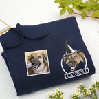 Custom Halloween Embroidered Dog From Your Photo Sweatshirt, Pet Portrait Hoodie with Halloween Hat, Spooky Season, Cozy Fall Sweatshirt