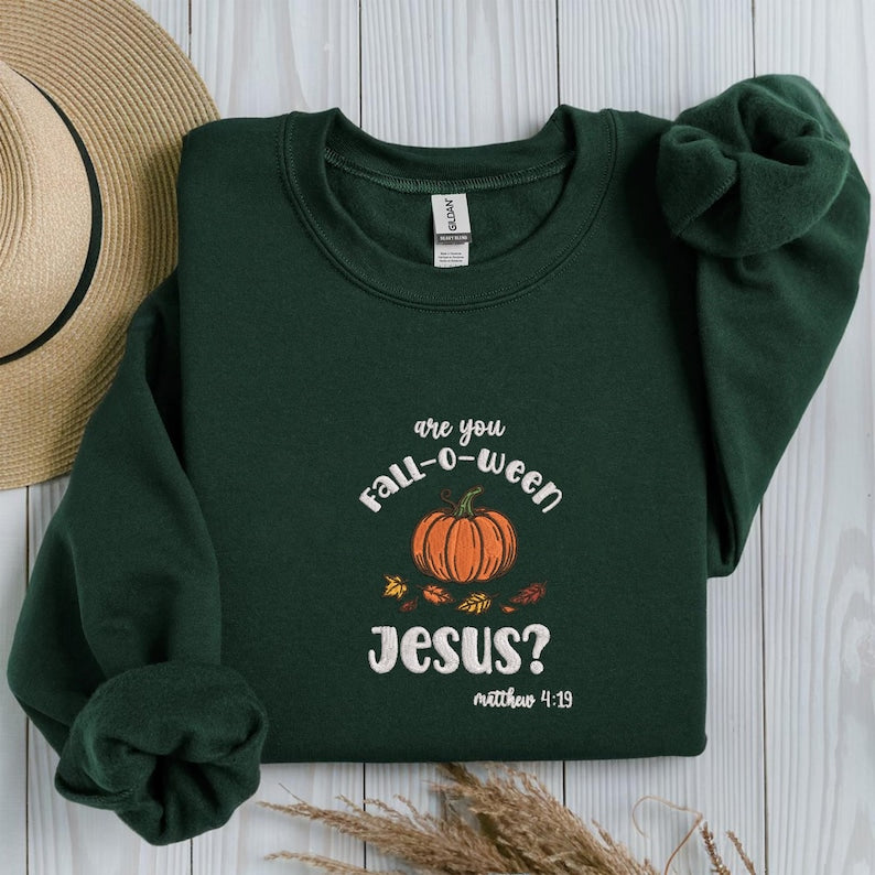 Embroidered Are You Fall-o-ween Jesus Sweatshirt, Religious Halloween Sweatshirt, Halloween Jesus Hoodie, Halloween Hoodie, Religious Gift
