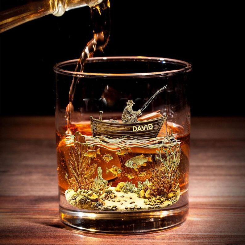 Personalized Fishing Whiskey Bottle and Glass Set, Fishing Boat Design, Custom Fisherman Gift, Whiskey Bottle Gift for Dad, Fishing Gift il_794xN.7166519977_82hd.jpg