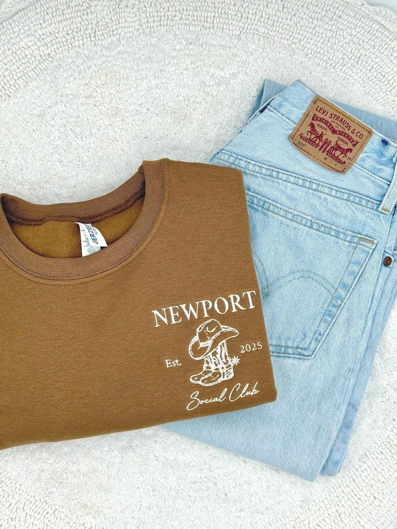 Embroidered Custom Bachelorette Party Sweatshirt & Hoodie, Bridal Shower Gift, Left Pocket Embroidery, Bridesmaid Gift, Girls Club Sweater