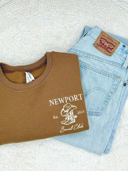 Embroidered Custom Bachelorette Party Sweatshirt & Hoodie, Bridal Shower Gift, Left Pocket Embroidery, Bridesmaid Gift, Girls Club Sweater