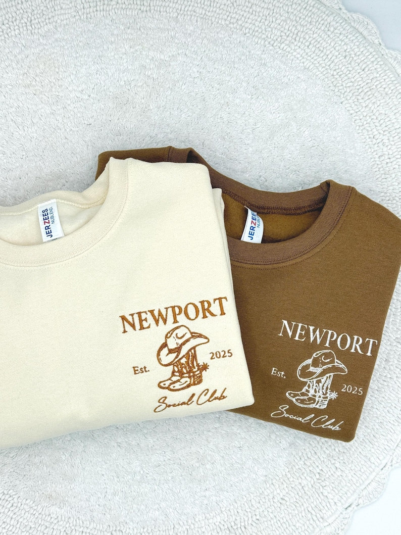 Embroidered Custom Bachelorette Party Sweatshirt & Hoodie, Bridal Shower Gift, Left Pocket Embroidery, Bridesmaid Gift, Girls Club Sweater