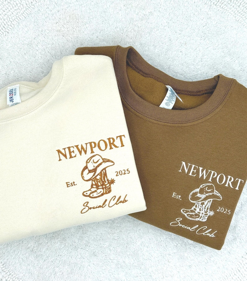 Embroidered Custom Bachelorette Party Sweatshirt & Hoodie, Bridal Shower Gift, Left Pocket Embroidery, Bridesmaid Gift, Girls Club Sweater