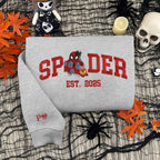 Personalized Couple Embroidered Halloween Sweatshirt, Cute Spider Couple Embroidered Sweatshirt, Spooky Season Shirt, Custom Matching Shirt