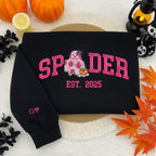 Personalized Couple Embroidered Halloween Sweatshirt, Cute Spider Couple Embroidered Sweatshirt, Spooky Season Shirt, Custom Matching Shirt