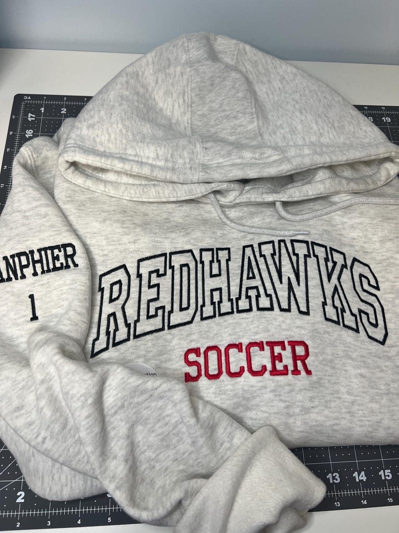 Custom Team Embroidered Sweatshirt/Hoodie, Sports Team Apparel, Custom Team Name, Custom Name and Number, Hockey/Soccer Hoodie, Game Day
