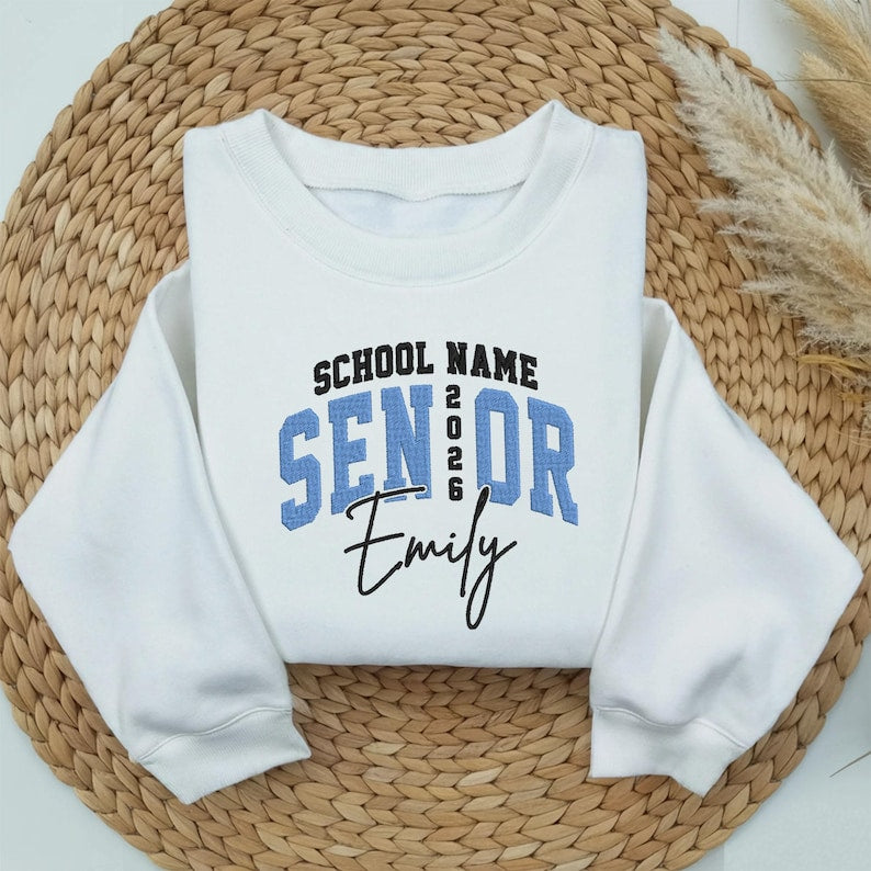 Embroidered Personalized Senior Sweatshirt, Senior Team Sweater, Senior Night Hoodie, Senior Sunrise, Class of 2026 Sweatshirt, Senior Cheer Gift