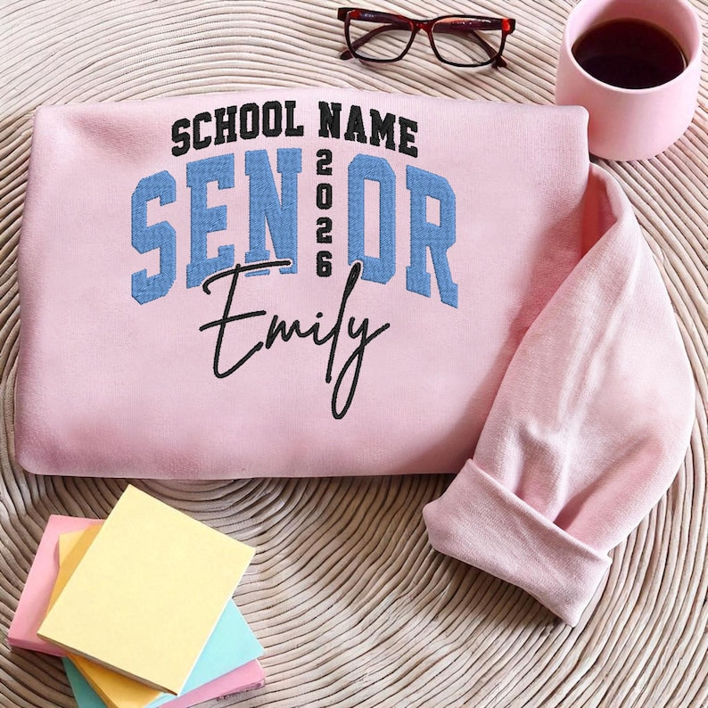Embroidered Personalized Senior Sweatshirt, Senior Team Sweater, Senior Night Hoodie, Senior Sunrise, Class of 2026 Sweatshirt, Senior Cheer Gift