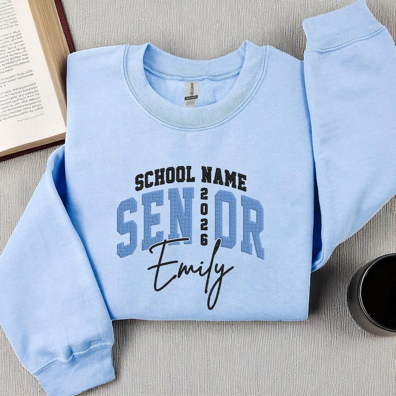 Embroidered Personalized Senior Sweatshirt, Senior Team Sweater, Senior Night Hoodie, Senior Sunrise, Class of 2026 Sweatshirt, Senior Cheer Gift