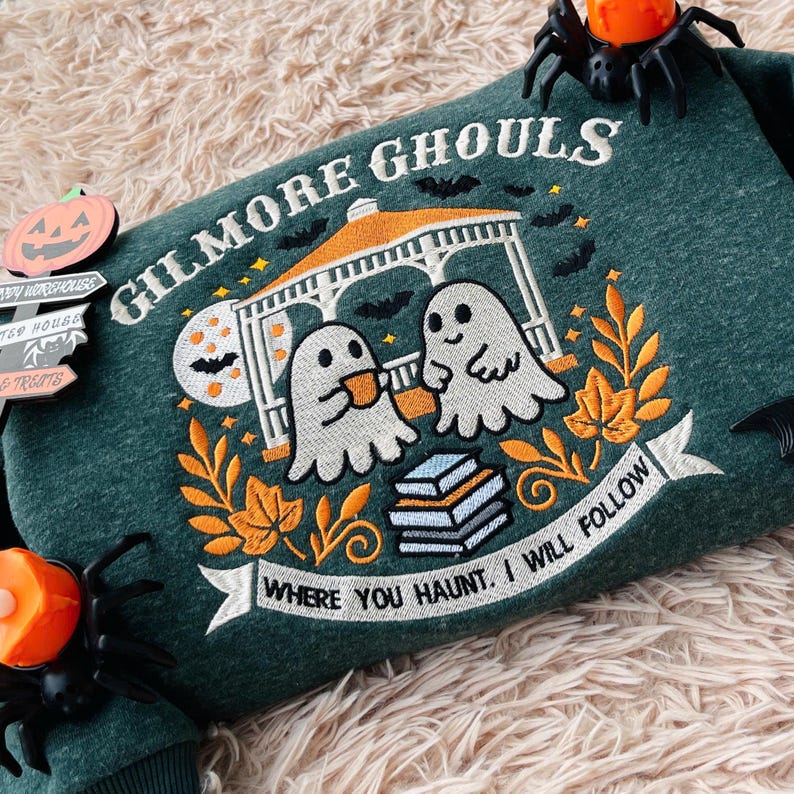 Gilmore Ghouls Embroidered Sweatshirt, Halloween Fall Vibes Crewneck, Halloween Autumn Festival Shirt, Spooky Gilmore Girls Fan Sweater