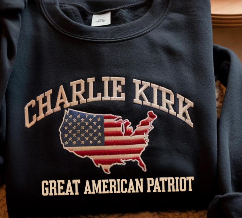 Pray for Charlie Kirk Embroidered SweatShirt, Patriotic Charlie Kirk Hoodie, Faith-Based Unisex Tee, Political Awareness Top