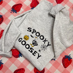 Spooky Goosey Halloween Sweatshirt Funny Goose Skeleton Pullover with Pumpkin, Spider Web & Bat Design Cozy Fall or Spooky Season Gift Sweater
