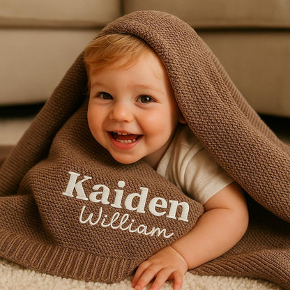 Personalized Baby Knit Blanket, Embroidered Baby Name Blanket, Newborn Cotton Blanket, Unique Baby Shower Gift, Newborn Blanket, Baby Shower Gift