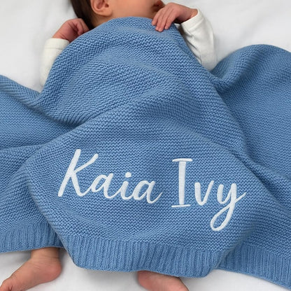 Personalized Baby Knit Blanket, Embroidered Baby Name Blanket, Newborn Cotton Blanket, Unique Baby Shower Gift, Newborn Blanket, Baby Shower Gift