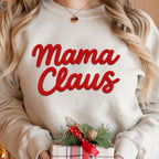 Custom Chenille YARN EMBROIDERED Sweatshirt, Custom Mama Claus shirt for Mimi, Nana, Christmas Gift for Grandma, Christmas Holiday Shirt
