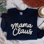 Custom Chenille YARN EMBROIDERED Sweatshirt, Custom Mama Claus shirt for Mimi, Nana, Christmas Gift for Grandma, Christmas Holiday Shirt