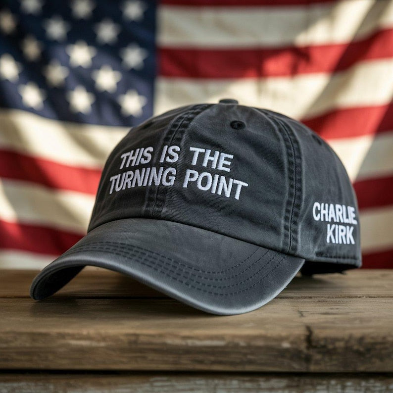 Embroidered Charlie Kirk 2 Sides Hat, This Is The Turning Point Quote Cap, Patriotic Political Statement Hat, Activist Cap, Pray for Charlie