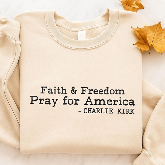 Human Rights Embroidered Sweatshirt, Faith & Freedom Embroidered Sweater, In Memory Of Charlie Hoodie, Pray For America Embroidery